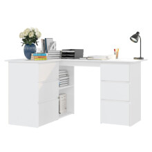 vidaXL Corner Desk White Engineered Wood Computer Table Laptop Workstation