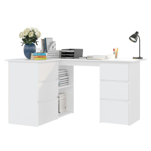 vidaXL Corner Desk White Engineered Wood Computer Table Laptop Workstation