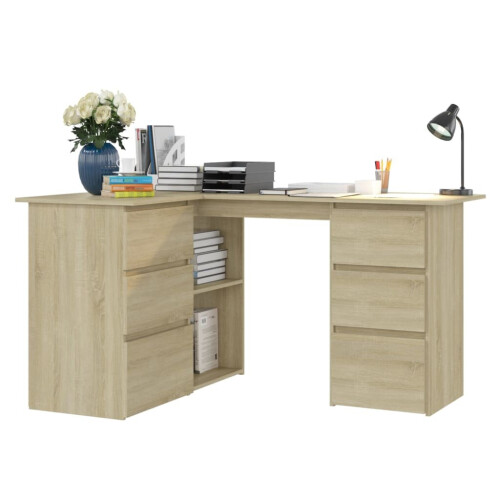 VidaXL vidaXL Corner Desk Sonoma Oak Engineered Wood Study Table Laptop Workstation 1