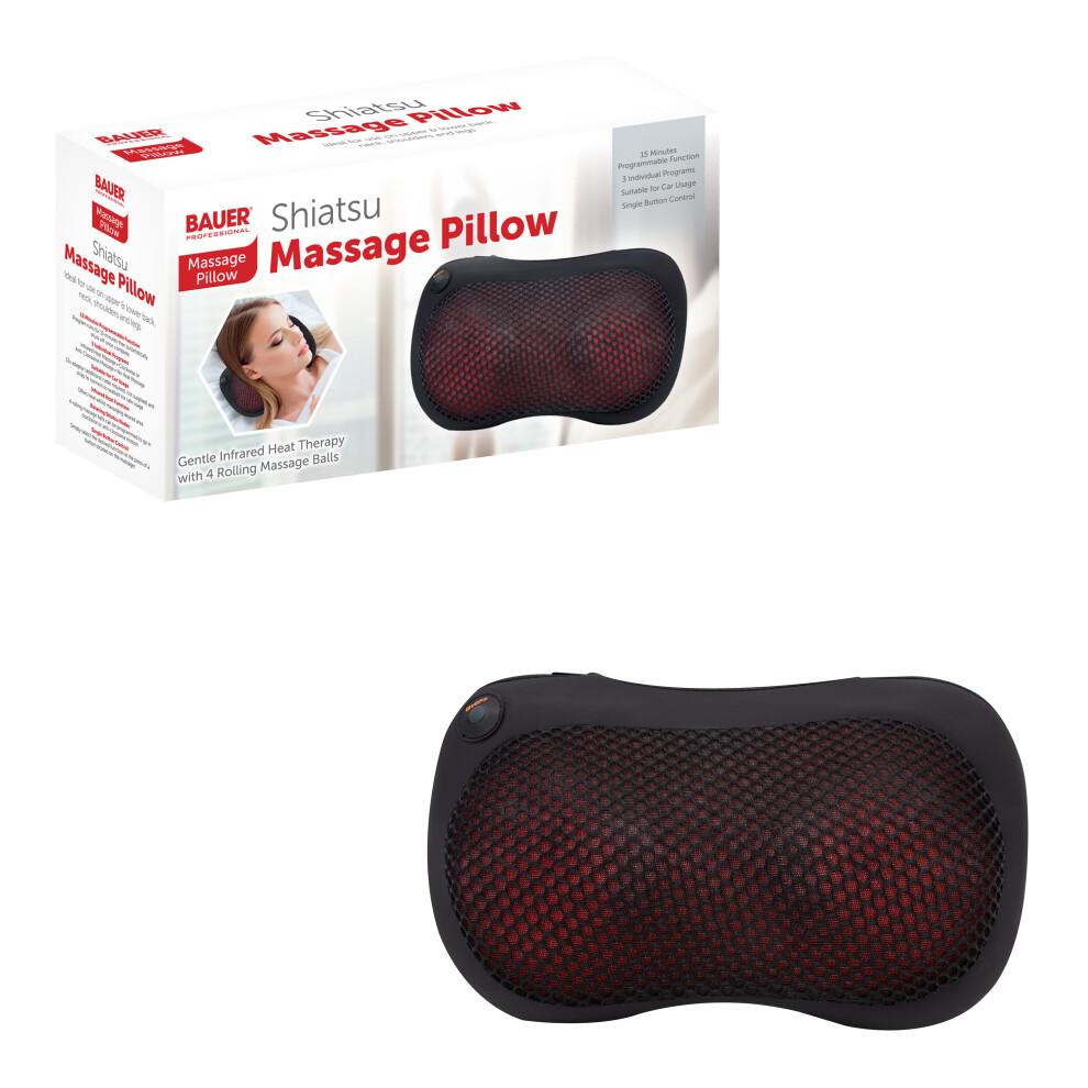 Bauer Professional 38329 Shiatsu Massage Pillow / 4 Nodes, 3 Programs