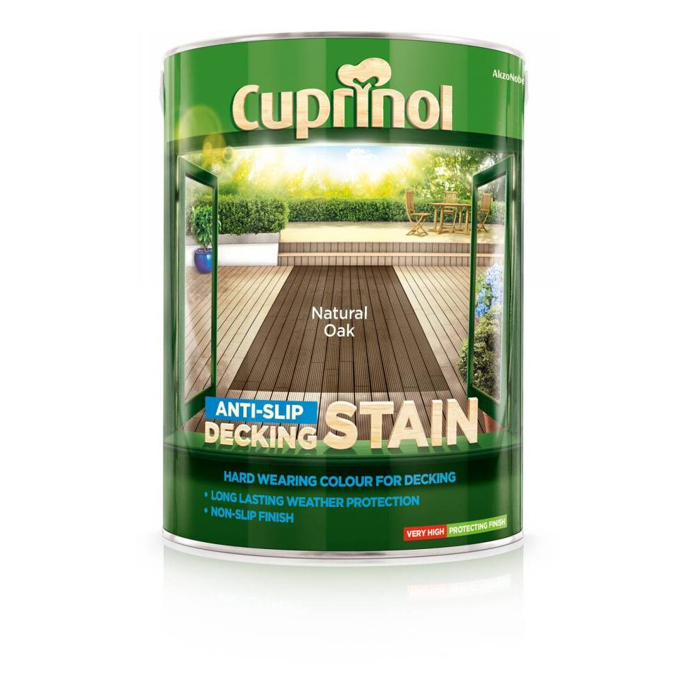 (Natural Oak) Cuprinol Anti-Slip Decking Stain 5L 5010212557556
