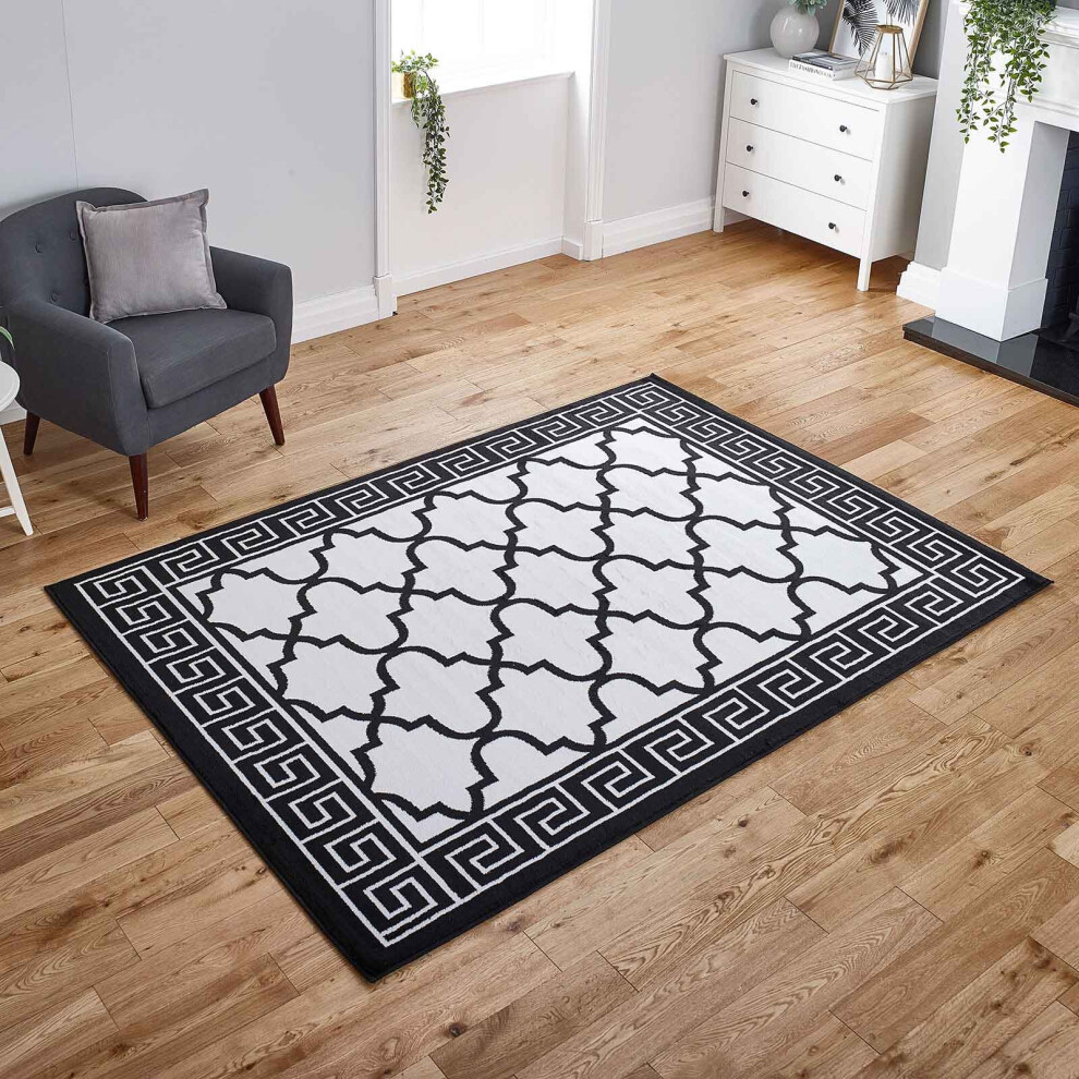 (Black / Cream, 60 x 110 cm) Modern Trellis Area Rugs Carpet Hall Runners