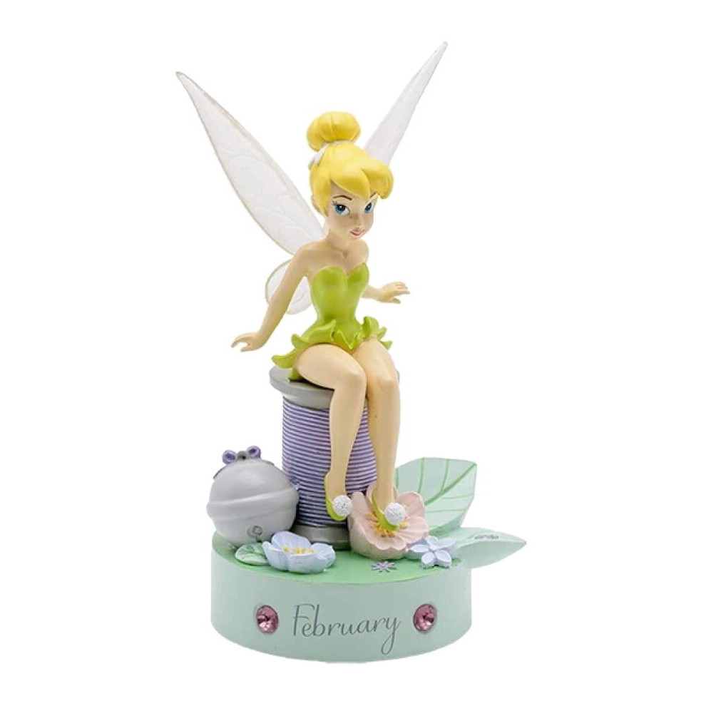 Disney Tinkerbell Hand Painted Resin Birthday Figure with Birthstone - February