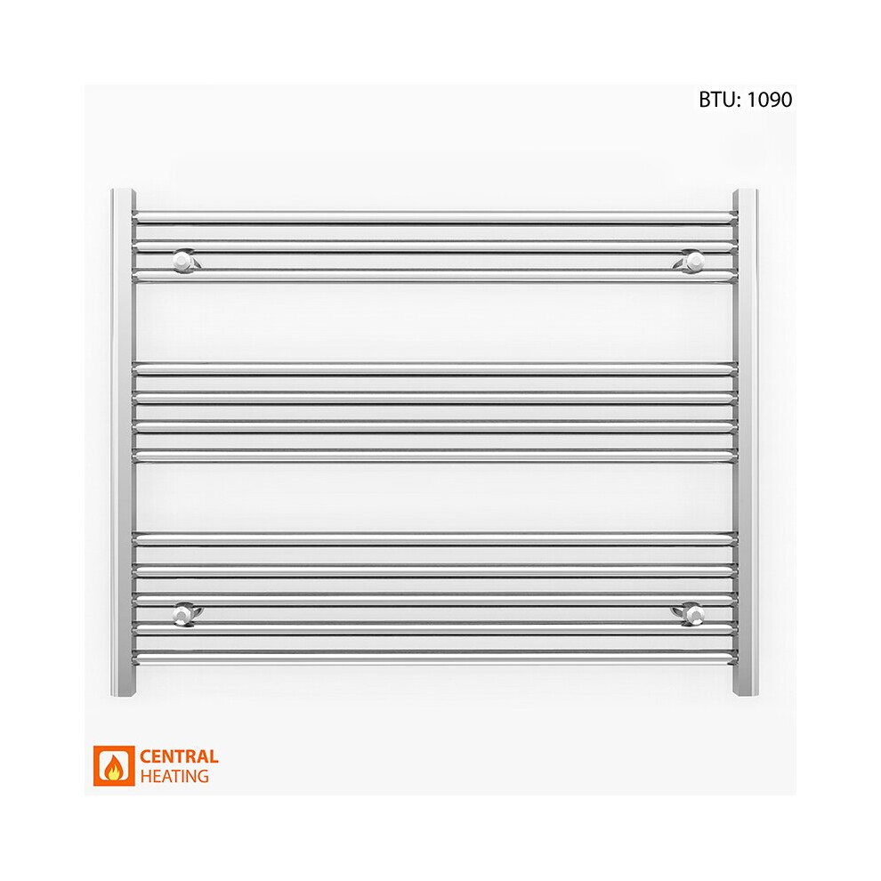 (Chrome Straight Valves, 900 x 700 (BTU: 1090)) 900mm Wide Chrome Towel Rail Radiator With Valves