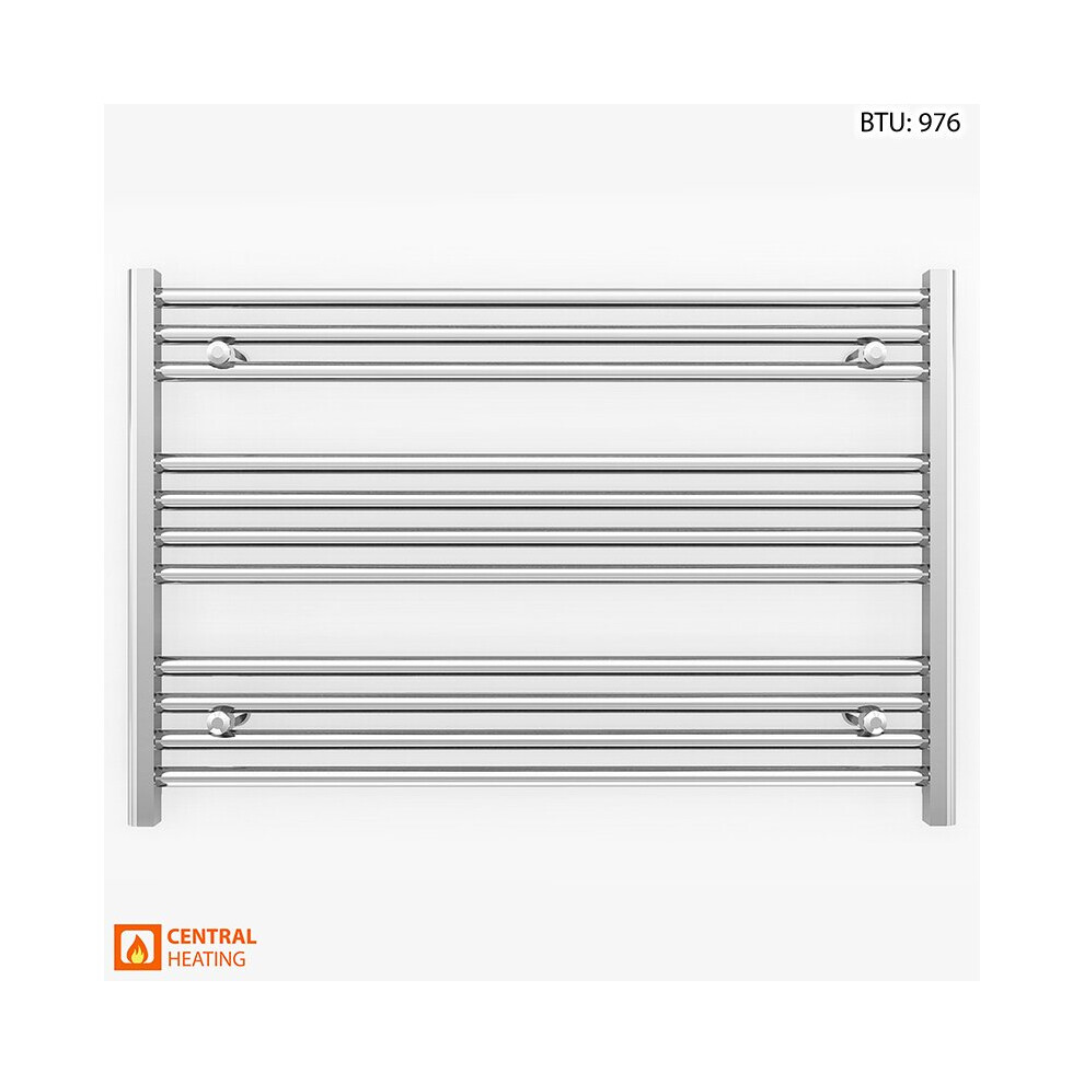 (Chrome Angled Valves, 900 x 600 (BTU: 976)) 900mm Wide Chrome Towel Rail Radiator With Valves