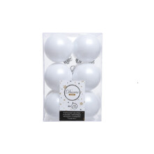 12 Luxury Shatterproof Christmas Baubles Tree Decs 60mm - Winter White