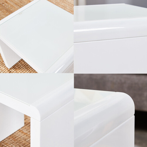 AINPECCA (3pcs White) 3PCS Nested Coffee Table Set High gloss Sofa Side 2