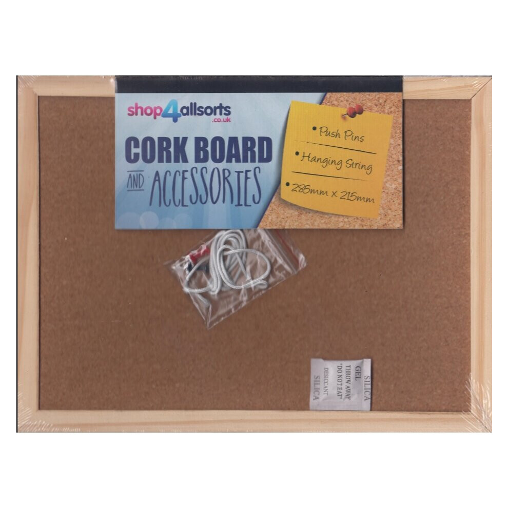 Small Cork Board With Accessories Wall Hanging Pin 28.5cm x 21.5cm