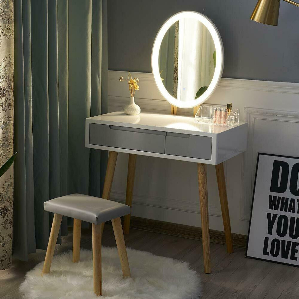 ELECWISH Dressing Table with Drawers 3 Color lIght Mirror Stool