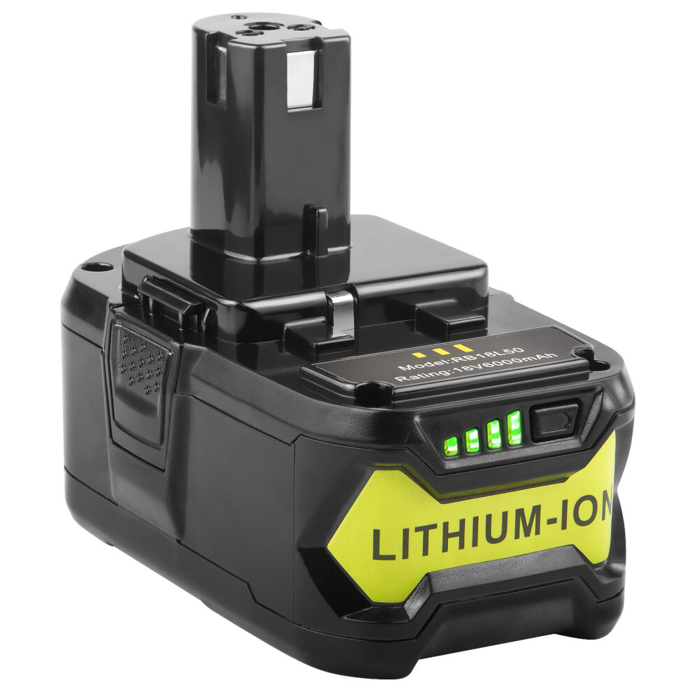 (1 Pc) Futurebatt 18V 6.0Ah Replacement Battery for Ryobi ONE+ Plus P109 RB18L60 RB18L50 Tools
