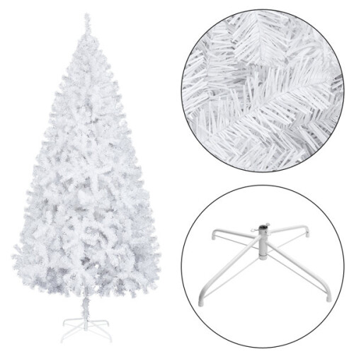 7 Feet White Christmas Tree - Premium Artificial Spruce Hinged Snowy Solid White Christmas Tree 950 Branches 1