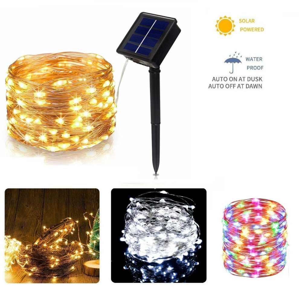 (Warm White) 8Model 30M 300LED Solar String Light Lights Waterproof Copper Wire Fairy Outdoor Garden Party