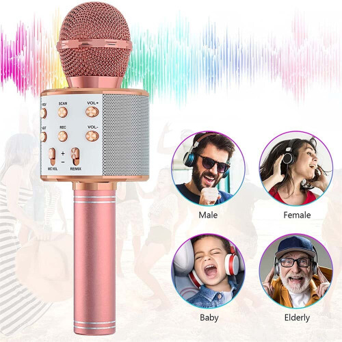 Rose Gold Wireless Microphone Karaoke Bluetooth Microphone on OnBuy