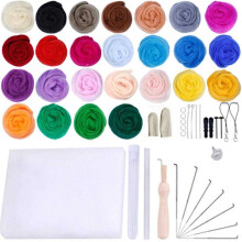 25 Colours Wool Roving for Felting Needle Felting Starter Kit