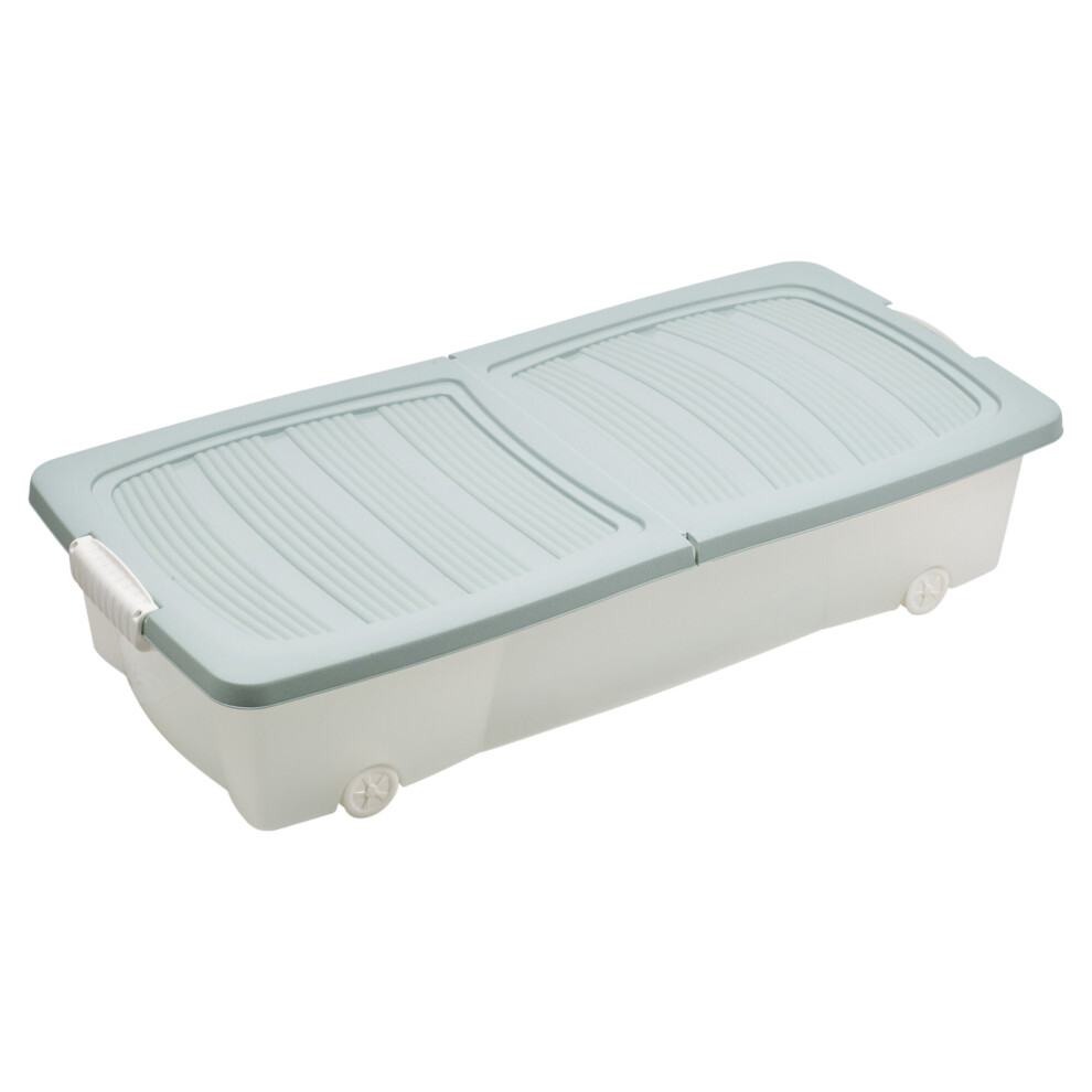 (2 x Small (40 Litre), Teal) 2 x 40 or 55 L Under Bed Storage Box Wheels Lids