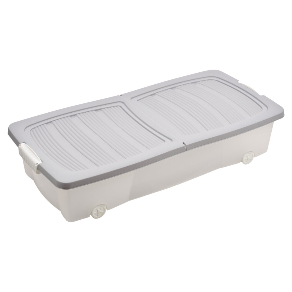 (2 x Small (40 Litre), Grey) 2 x 40 or 55 L Under Bed Storage Box Wheels Lids