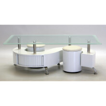 Boule Glass Coffee Table With White Border And White High Gloss Base