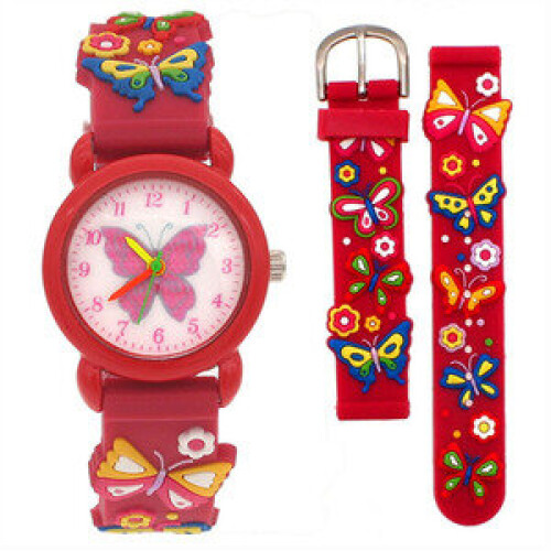(Red) 3D Butterfly Quartz Children's Watch