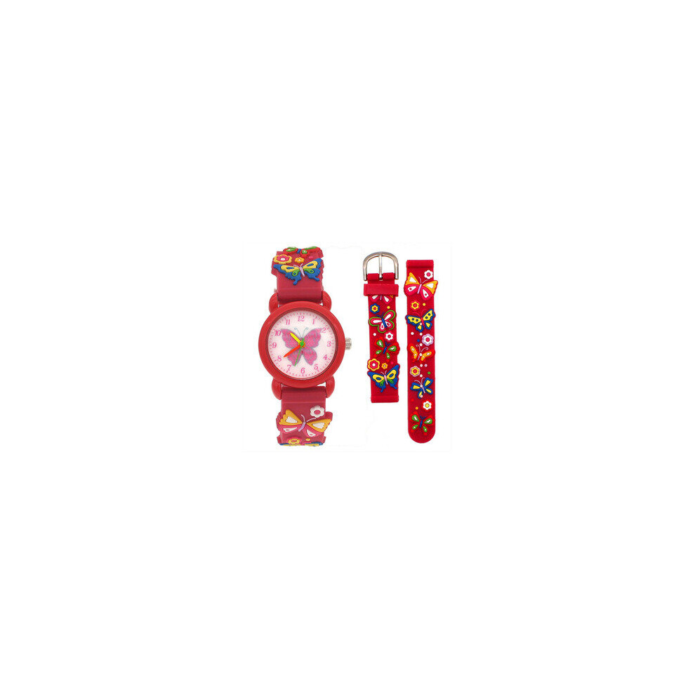 (Red) 3D Butterfly Quartz Children's Watch