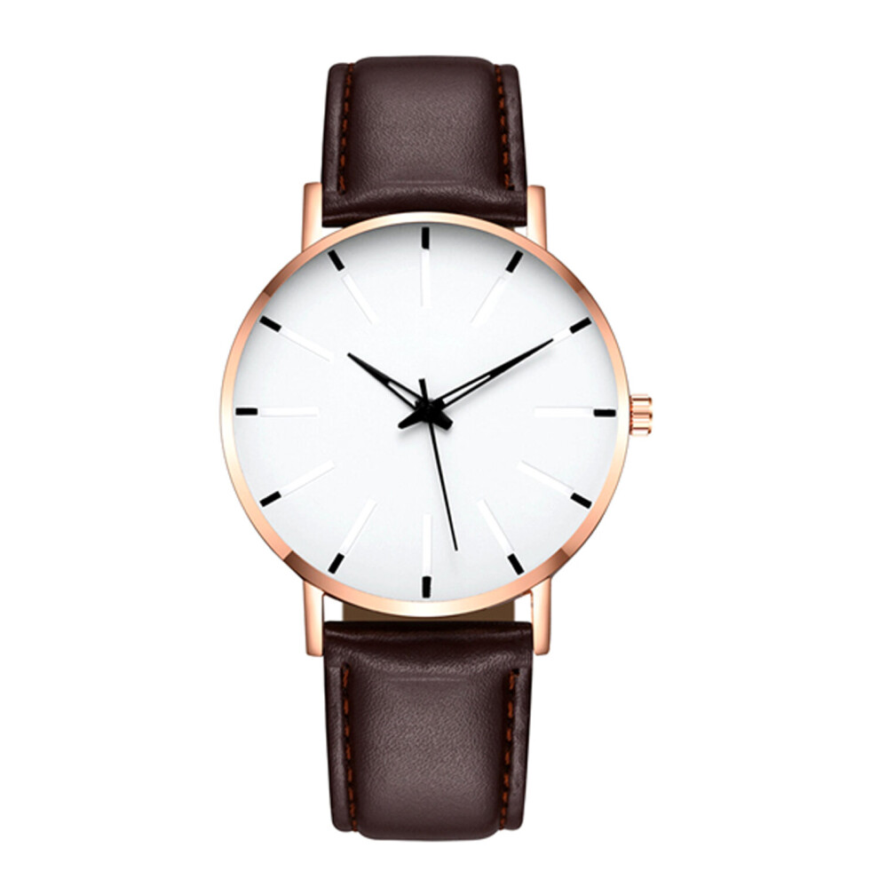 (Rose gold with Brown Strap) Men's Casual Quartz Watch