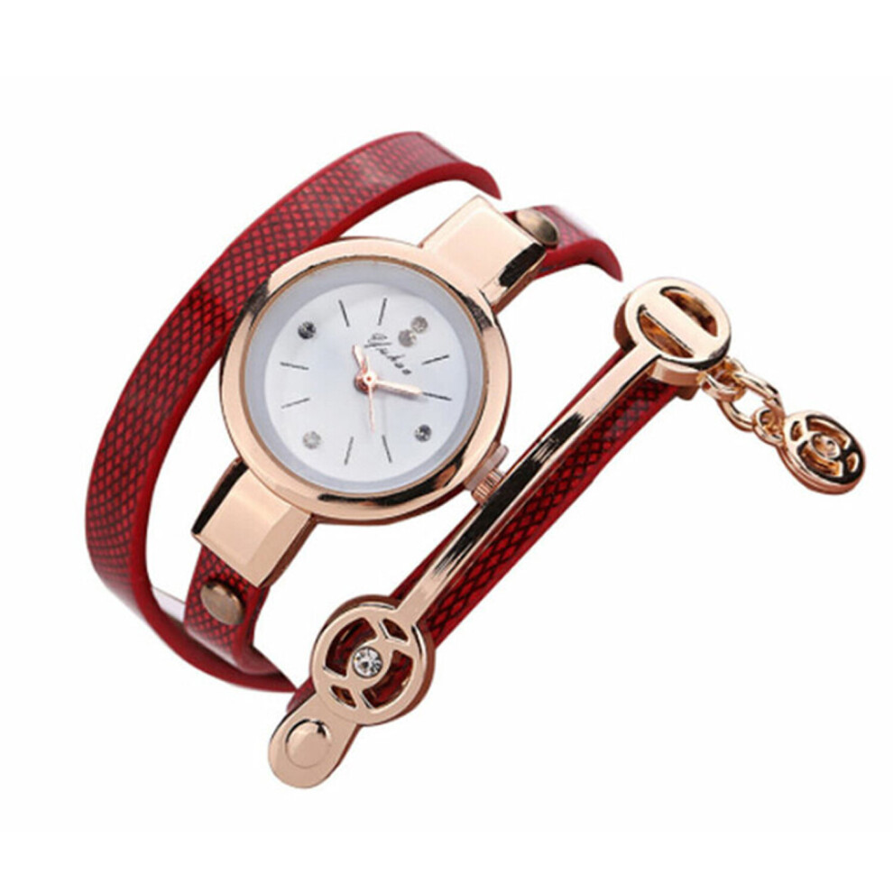 J&Y (Red) Multilayer Bracelet Quartz Watch Red