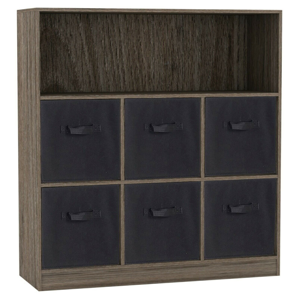 Urbn Living (Anthracite Oak, ) Wooden 7 Cubed Bookcase Units Shelves 6 Drawers Black