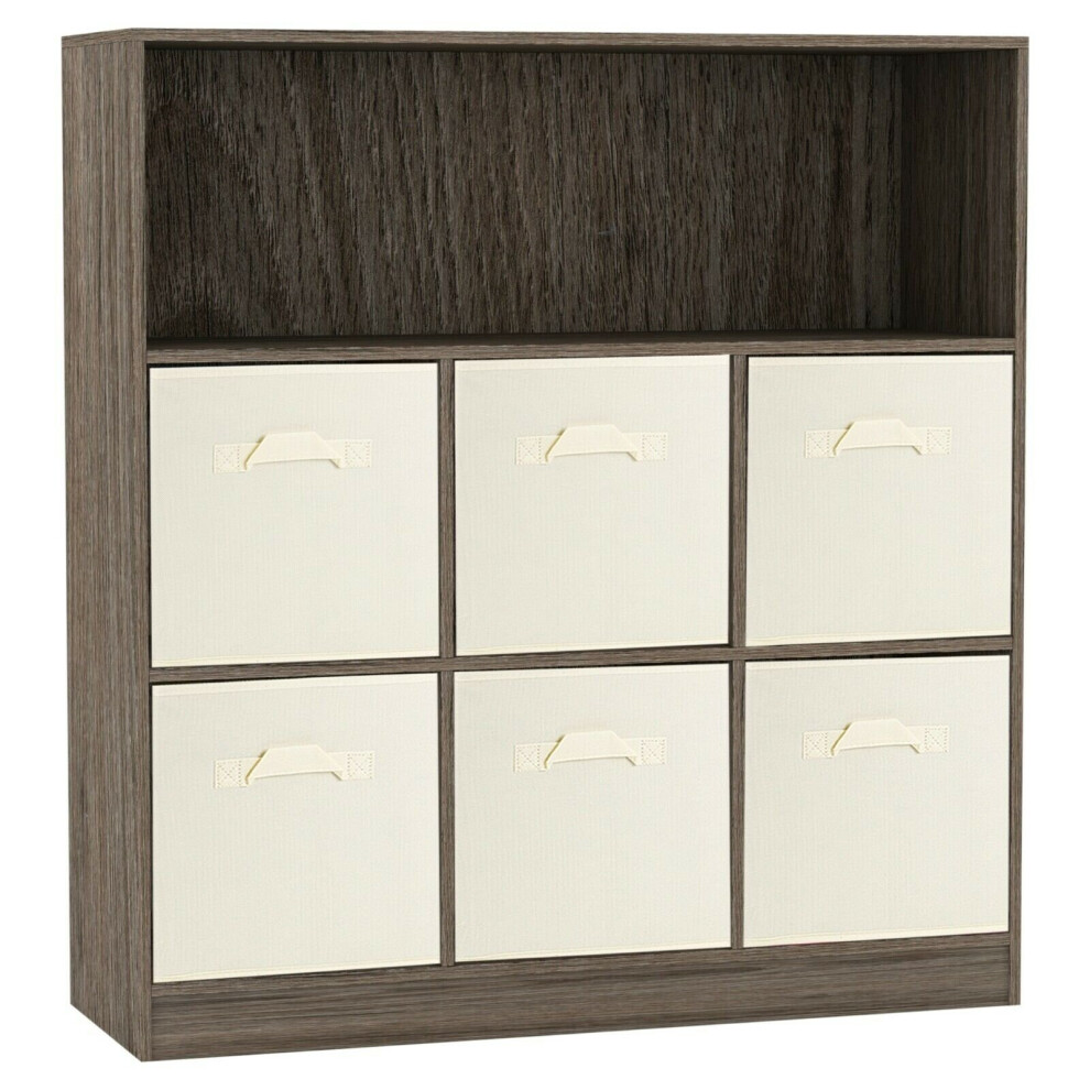 Urbn Living (Anthracite Oak, ) Wooden 7 Cubed Bookcase Units Shelves 6 Drawers White