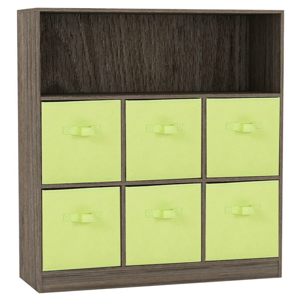 Urbn Living (Anthracite Oak, ) Wooden 7 Cubed Bookcase Units Shelves 6 Drawers Green