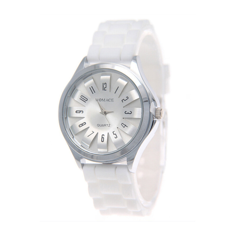 (White) Unisex Silicone Strap Quartz Watch