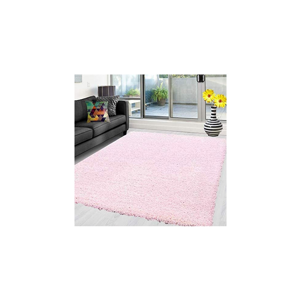 (Baby Pink, 120 x 170 cm (4 ft x 5 ft 6 in)) X Large Small Soft Shaggy Rugs Modern Non Slip Rug