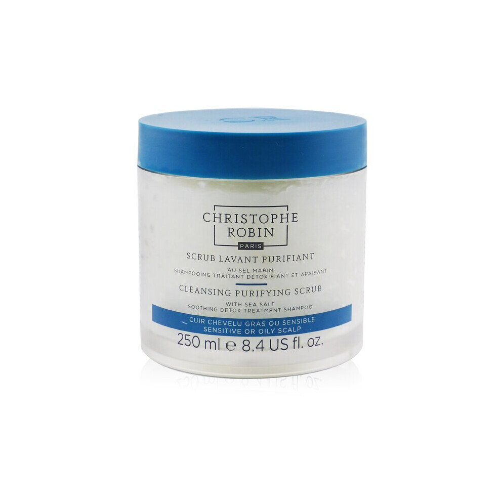 Christophe Robin Cleansing Purifying Scrub With Sea Salt (Soothing Detox Treatment Shampoo) - Sensitive Or Oily Scalp - 250Ml/8.4Oz