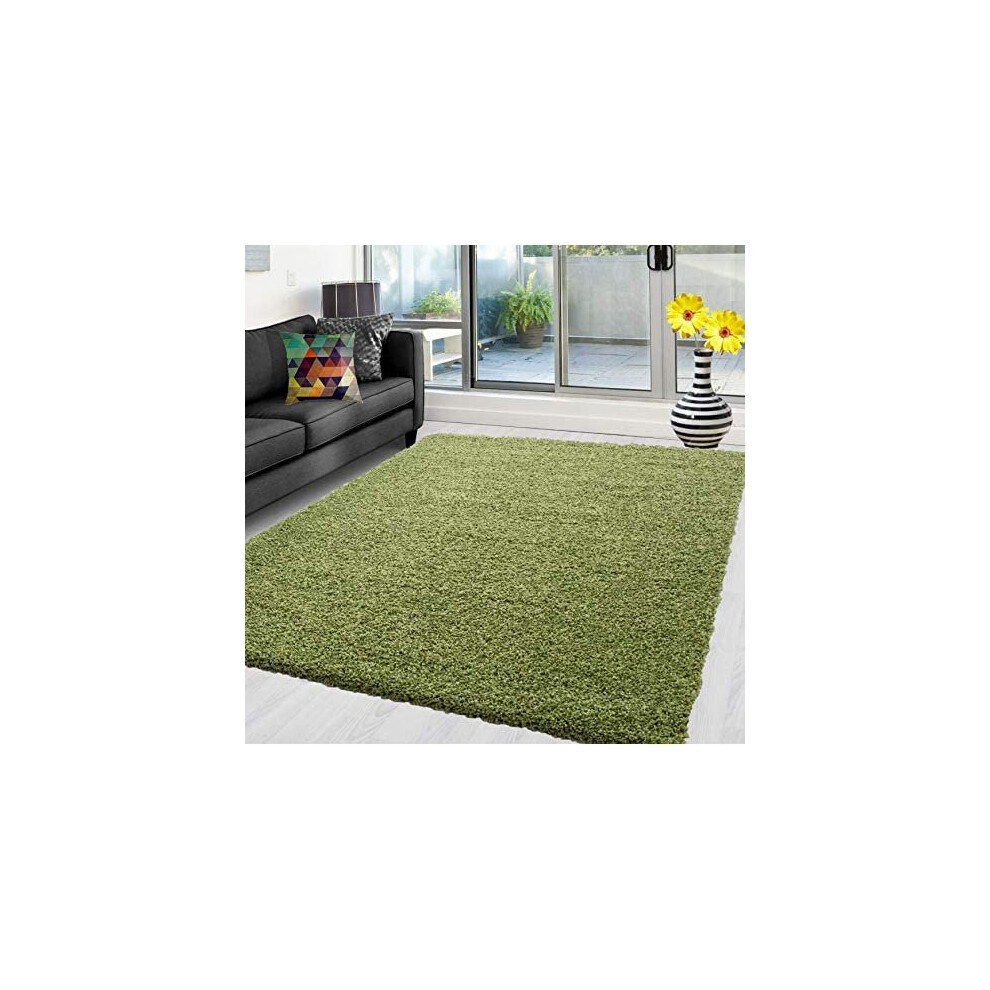 (Green, 60 x 110 cm (2 ft x 3 ft 7 in) ) X Large Small Soft Shaggy Rugs Modern Non Slip Rug