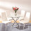 Living And Home Kitchen Dining Room Table Round Glass Top with Chrome Legs Office Cafe 4
