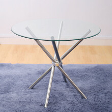 Kitchen Dining Room Table Round Glass Top with Chrome Legs Office Cafe