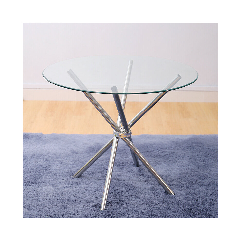 Kitchen Dining Room Table Round Glass Top With Chrome Legs Office Cafe