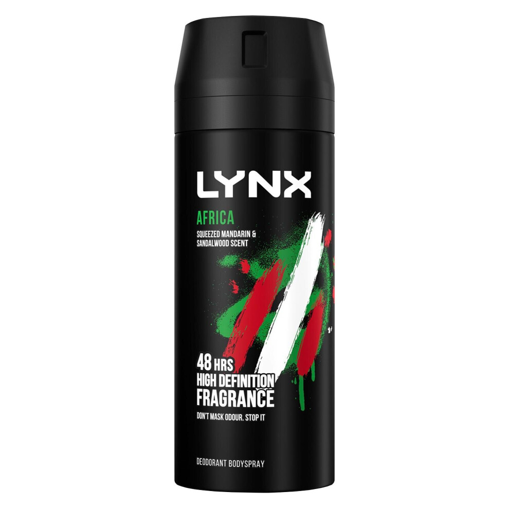 Lynx Body Spray Deodorant, Africa, 6 Pack, 150ml