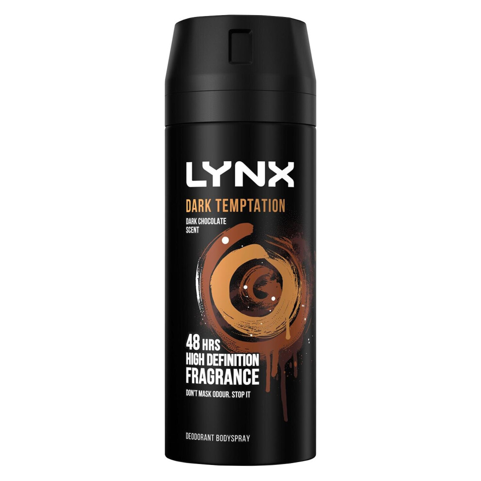 6 Pk Lynx Dark Temptation Body Spray Deodorant - 6 X 150ml