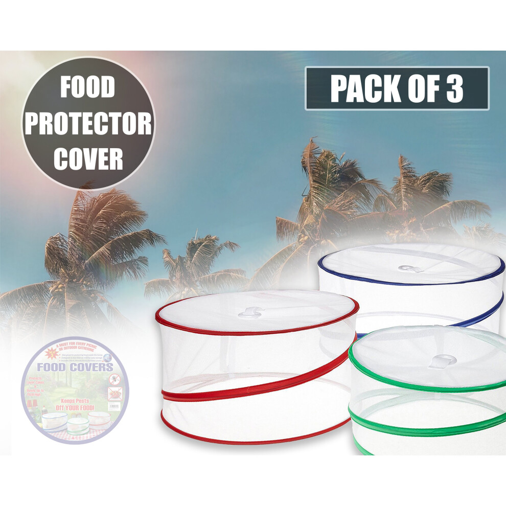 Food Covers x 3 pop up Mesh Protectors Kitchen Insect Net