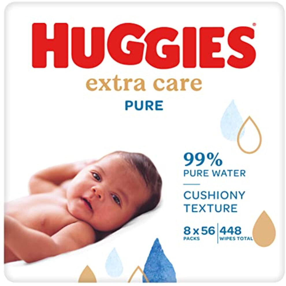 Pure Extra Care Baby Wipes 8 packs, 56 Count (448 Wet Wipes Total)