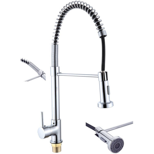 Modern Monobloc Chrome Brass Kitchen Pull Out Spray Faucet Mixer Tap 1