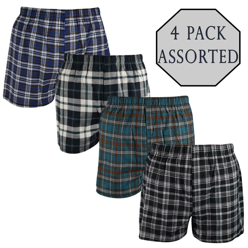 (XL) Gaffer Mens Woven Boxer Shorts Assorted 4 Pack