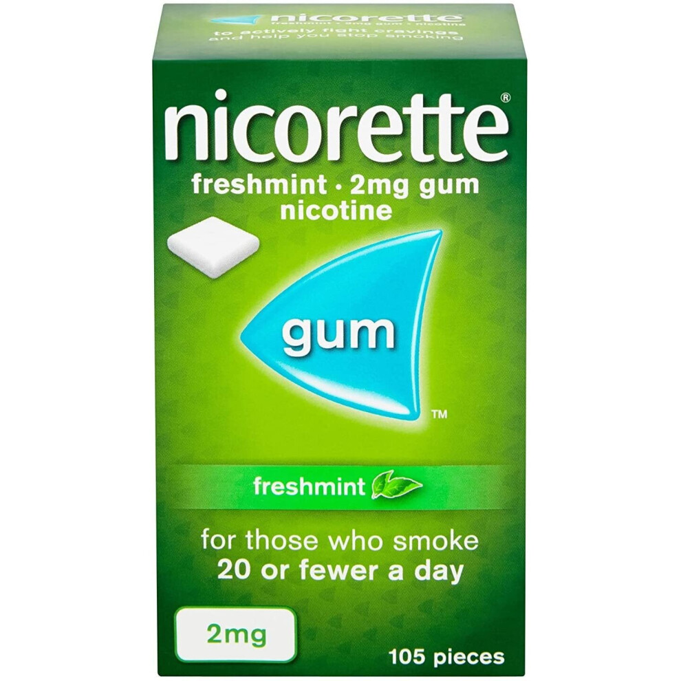 Nicorette Nicotine Gum 2mg Freshmint Flavour 105 Pieces