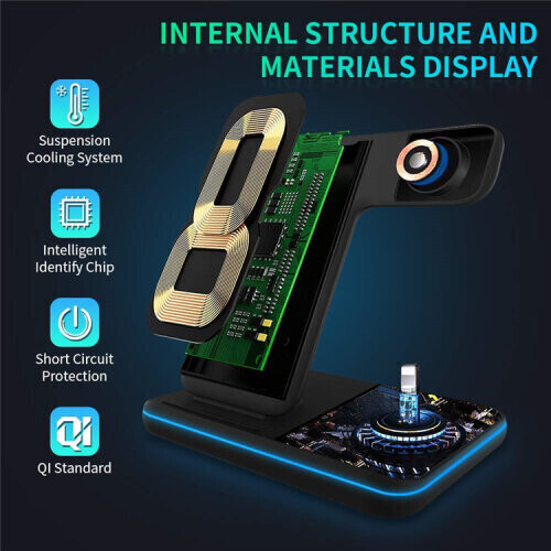 Ranpo (Black) Multi-function 3 In 1 15W Fast Wireless Charger 2