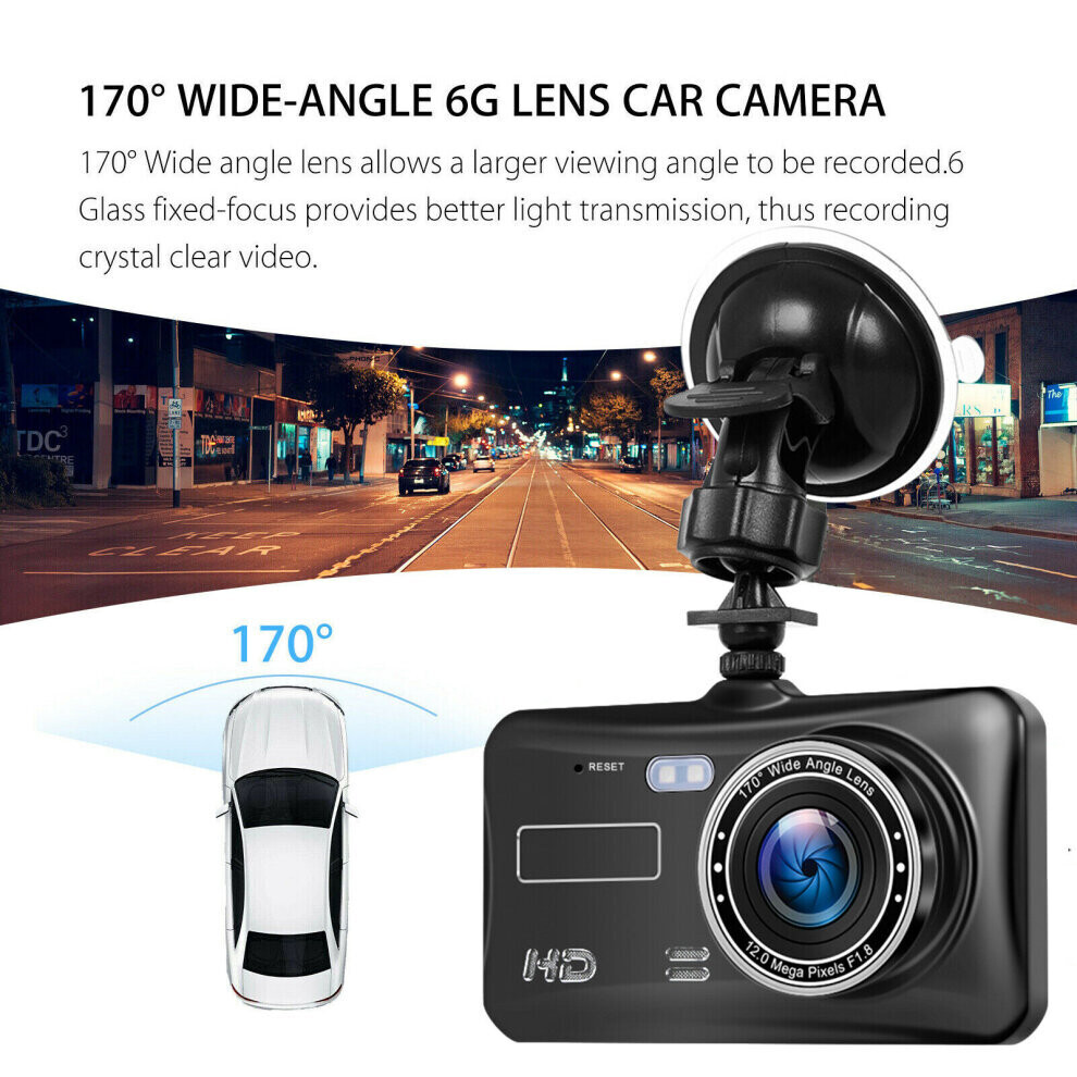 (4" In Car Camera Recorder) Dash Cam For Cars Front And Rear 1080P Full Hd In Car Camera Dual Lens Dashcam For Cars 170 Wide Angle Sensor 7348687262803