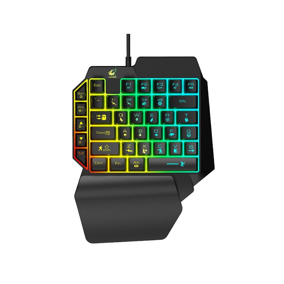 One-Handed Membrane Keyboard Wired Gaming Keypad With Led Backlight 35 Keys One-Handed Membrane Keyboard For Lolpubgcf