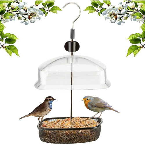 Hanging Wild Bird Feeder Station Height Adjustable Baffle Dome Peanut Seed Feed 2
