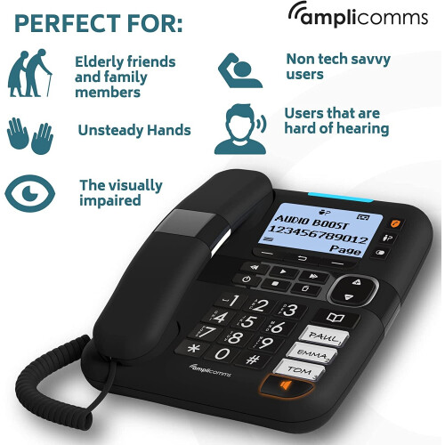 Amplicomms BigTel 1580 Big Button Phone Answering Machine Xtra Handset 1