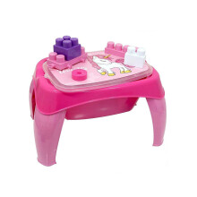 Dolu Unicorn Activity Table with Jumblocks (30 pcs) - Pink, Lid & Storage, 47x31x26cm DOLU-2598