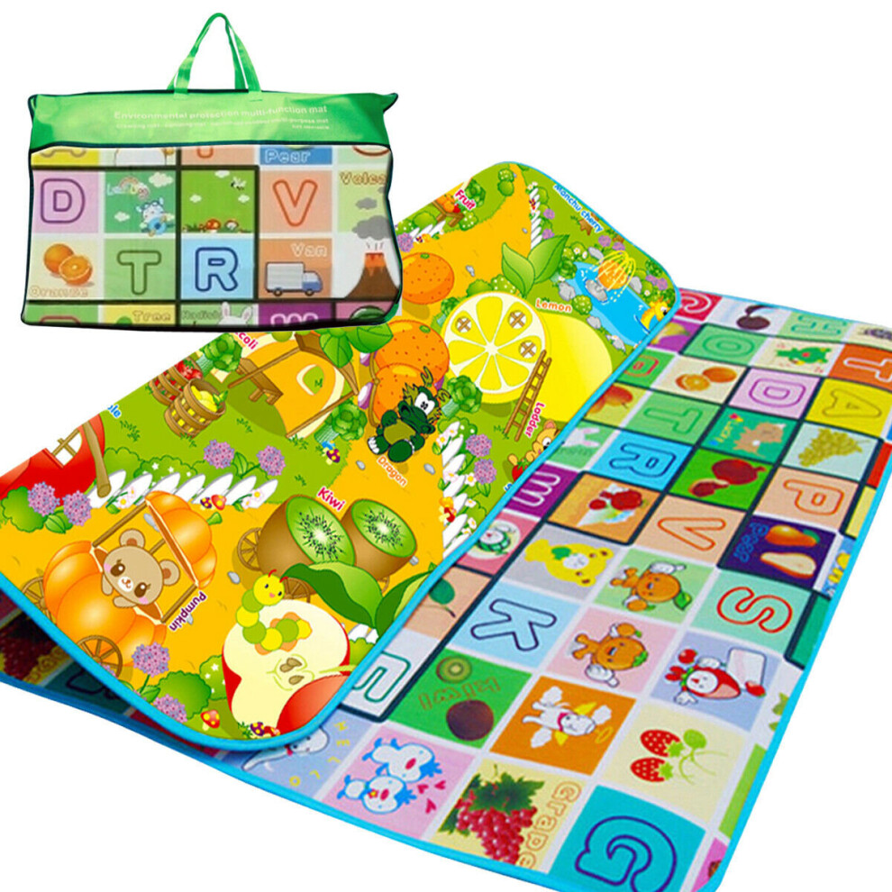 (ALPHABETS ) KIDS CRAWLING SOFT FOAM EDUCATIONAL GAME PLAY MAT PICNIC 2 SIDE CARPET 200X180CM