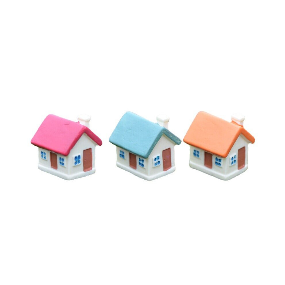 3PCS Three-color Small House Resin Craft Micro-landscape Decoration DIY Materials